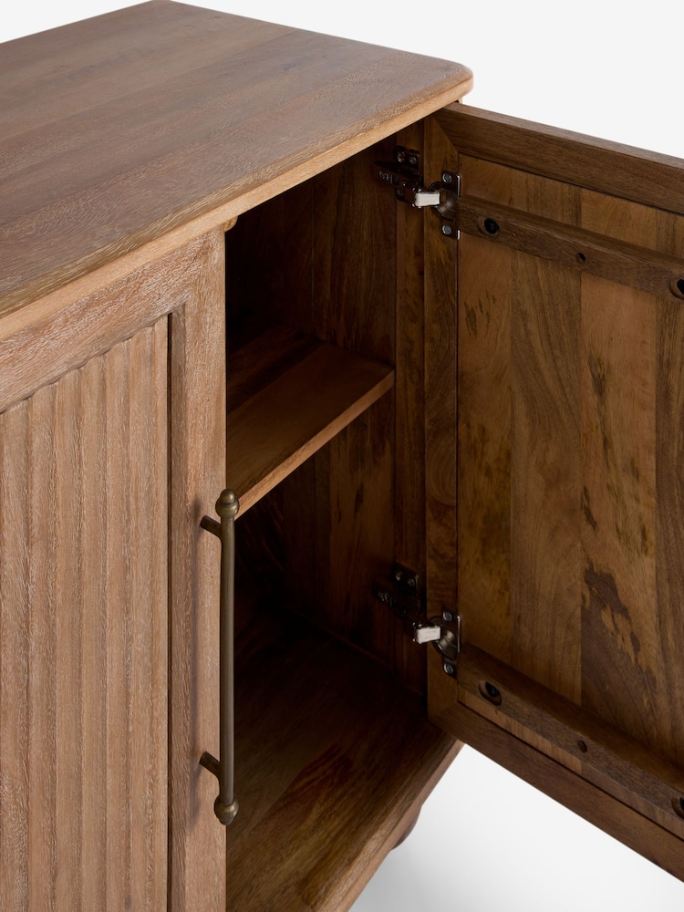 Mid Natural Bourton Solid Mango Wood Fluted Large Sideboard - Image 11 of 11
