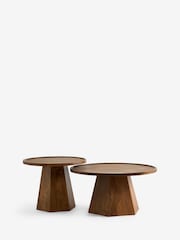 Dark Lloyd Solid Mango Wood Nest of 2, Round Coffee Table - Image 6 of 7