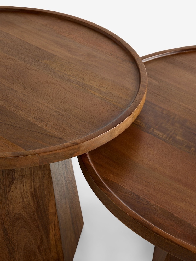 Dark Lloyd Solid Mango Wood Nest of 2, Round Coffee Table - Image 7 of 7
