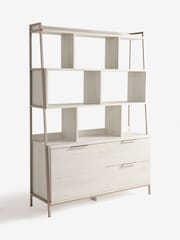 White Bronx Oak Effect Wide Storage Ladder Shelf - Image 7 of 9
