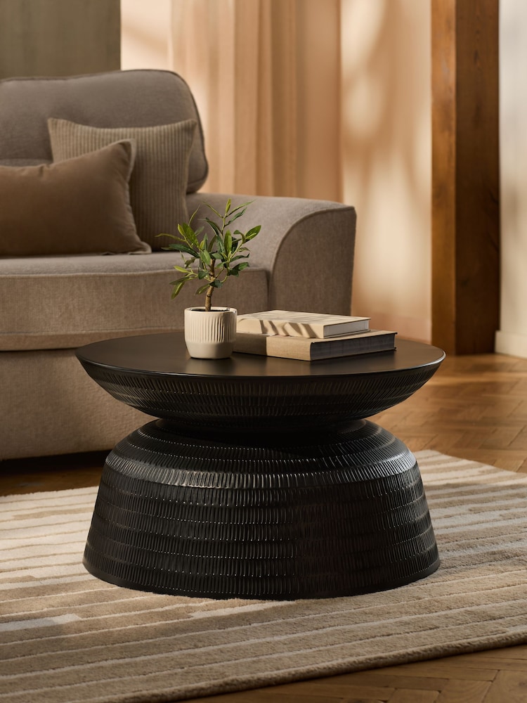 Black Loxley Metal Carved Effect Coffee Table - Image 1 of 3