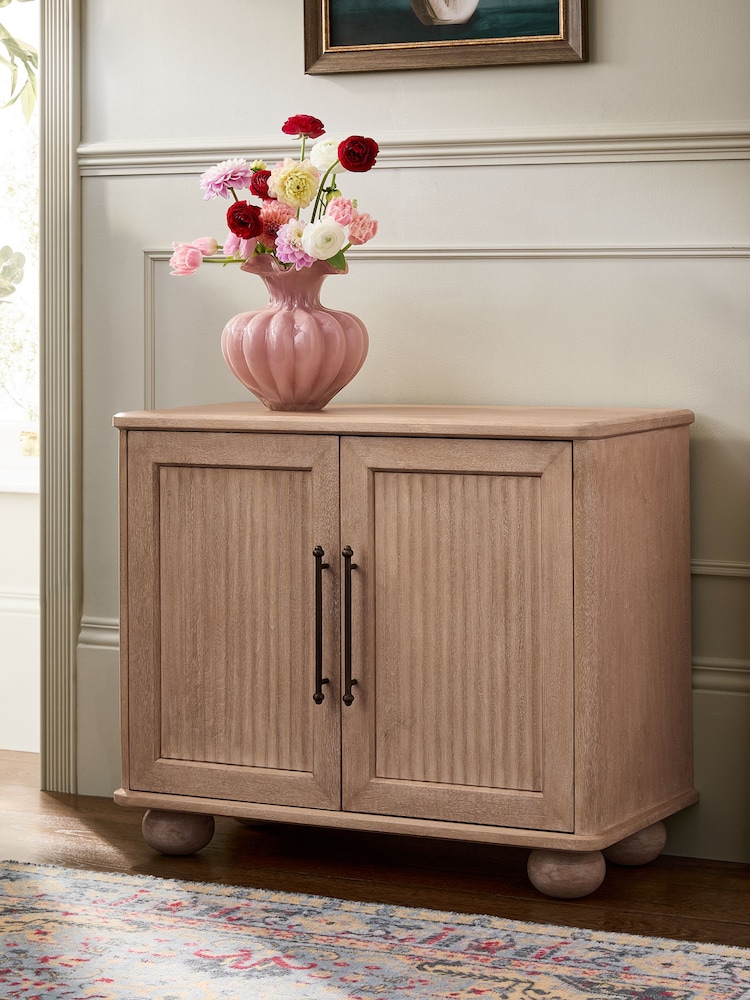 Mid Natural Bourton Solid Mango Wood Fluted Sideboard - Image 2 of 4 Mid Natural Bourton Solid Mango Wood Fluted Sideboard - Image 2 of 4