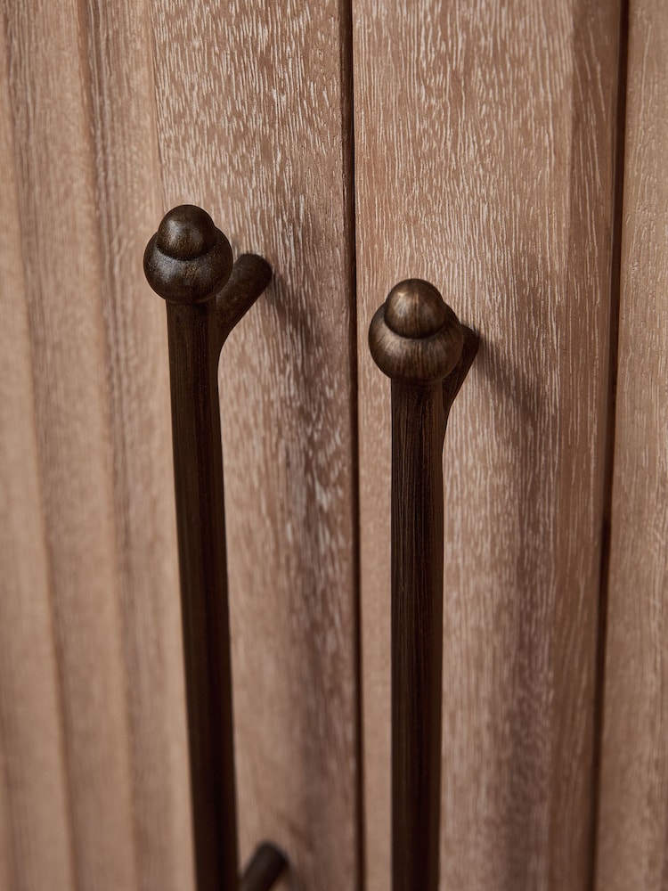 Mid Natural Bourton Solid Mango Wood Fluted Sideboard - Image 4 of 4 Mid Natural Bourton Solid Mango Wood Fluted Sideboard - Image 4 of 4