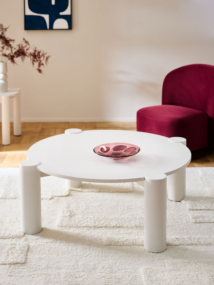 White Tube Leg Coffee Table - Image 1 of 6 White Tube Leg Coffee Table - Image 1 of 6