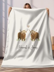 Personalised Couplse Highland Cow Blanket by Koko Blossom - Image 1 of 3