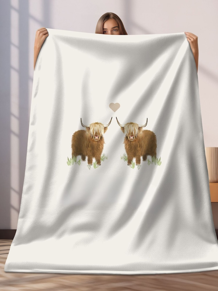 Personalised Couplse Highland Cow Blanket by Koko Blossom - Image 2 of 3