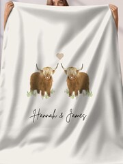 Personalised Couplse Highland Cow Blanket by Koko Blossom - Image 3 of 3
