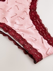 Pink Candy Cane Print Brazilian Christmas Knickers - Image 8 of 8