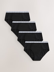 Black Short Heavy Flow Full Briefs Period Knickers 4 Pack - Image 1 of 10