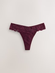 Black / Berry Thong All Over Lace Medium Flow Period Knickers 2 Pack - Image 6 of 9