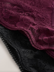 Black / Berry Thong All Over Lace Medium Flow Period Knickers 2 Pack - Image 8 of 9