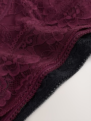 Black / Berry High Leg All Over Lace Medium Flow Period Knickers 2 Pack - Image 8 of 9