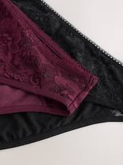 Black / Berry High Leg All Over Lace Medium Flow Period Knickers 2 Pack - Image 9 of 9