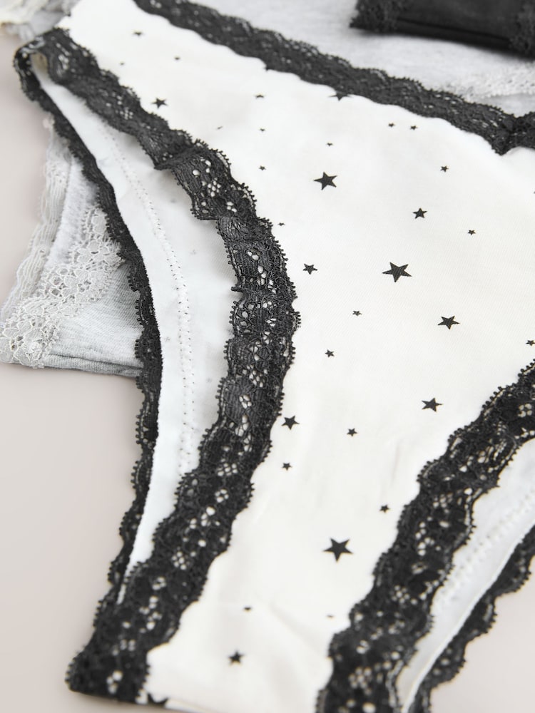 Black/Cream Extra High Leg Cotton and Lace Knickers 4 Pack - Image 10 of 10 Black/Cream Extra High Leg Cotton and Lace Knickers 4 Pack - Image 10 of 10