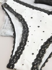 Black/Cream Extra High Leg Lace Knickers 4 Pack - Image 7 of 7