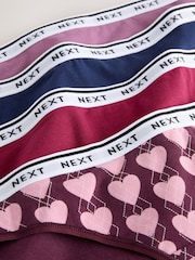 Navy Argyle Check Bikini Cotton Logo Knickers 4 Pack - Image 10 of 11
