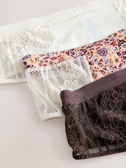 Floral Print High Waisted Thong Modal & Lace Knickers 3 Pack - Image 10 of 11