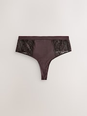 Floral Print High Waisted Thong Modal & Lace Knickers 3 Pack - Image 7 of 11