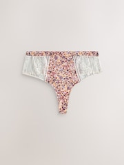Floral Print High Waisted Thong Modal & Lace Knickers 3 Pack - Image 8 of 11