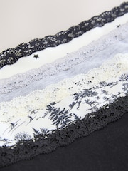 Black/Cream Midi Lace Knickers 4 Pack - Image 5 of 6