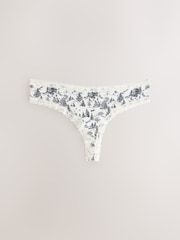 Black/Cream Thong Lace Knickers 4 Pack - Image 2 of 7