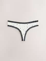 Black/Cream Thong Lace Knickers 4 Pack - Image 4 of 7