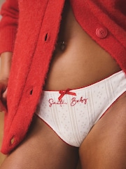 White Baby Embroidered Santa Pointelle Knickers - Image 1 of 5