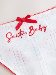White Baby Embroidered Santa Pointelle Knickers - Image 4 of 5