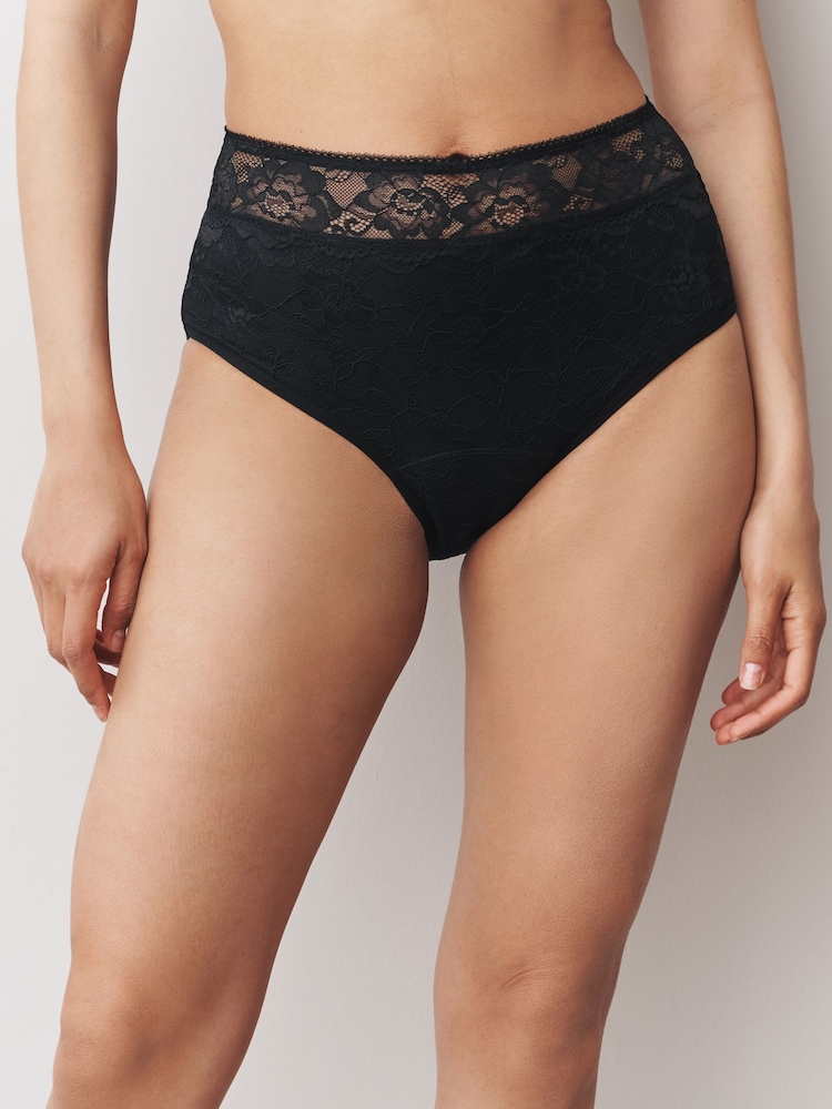 Black / Berry Full Brief All Over Lace Medium Flow Period Knickers 2 Pack - Image 2 of 9