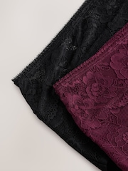 Black / Berry Full Brief All Over Lace Medium Flow Period Knickers 2 Pack - Image 8 of 9