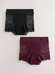 Black / Berry Short All Over Lace Medium Flow Period Knickers 2 Pack - Image 5 of 9