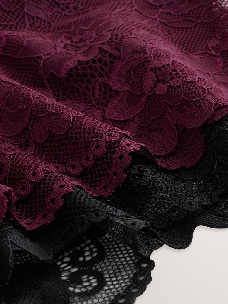 Black / Berry Short All Over Lace Medium Flow Period Knickers 2 Pack - Image 9 of 9