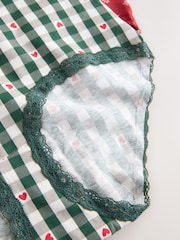 قلب أحمر/أخضر مربعات - حزمة سراويل داخلية من 4 قطع مصنوعة من القطن والدانتيل - صورة 10 من 11