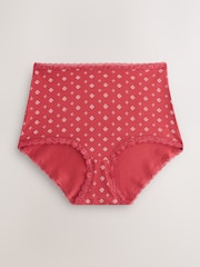 Red Heart/Green Check Full Brief Lace Knickers 4 Pack - Image 4 of 8