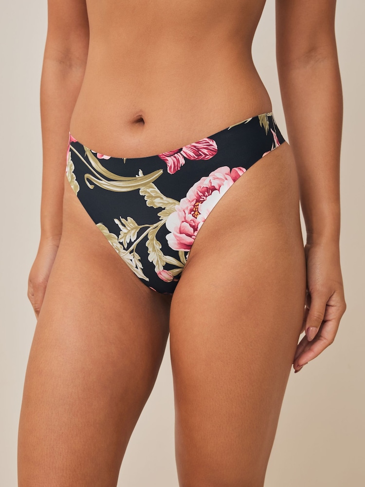 Black / Praline Nude / Pink Floral Thong No VPL Medium Flow Period Knickers 4 Pack - Image 2 of 10