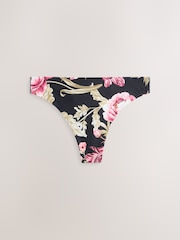 Black / Praline Nude / Pink Floral Thong No VPL Medium Flow Period Knickers 4 Pack - Image 5 of 10