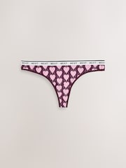 Navy Argyle Thong Cotton Logo Knickers 4 Pack - Image 2 of 7