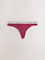 Navy Argyle Thong Cotton Logo Knickers 4 Pack - Image 3 of 7