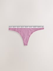 Navy Argyle Thong Cotton Logo Knickers 4 Pack - Image 5 of 7
