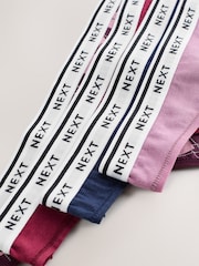 Navy Argyle Thong Cotton Logo Knickers 4 Pack - Image 6 of 7