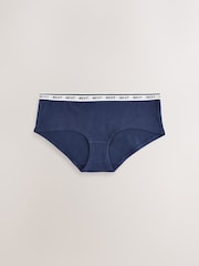 Navy Argyle Short Cotton Logo Knickers 4 Pack - Image 7 of 10
