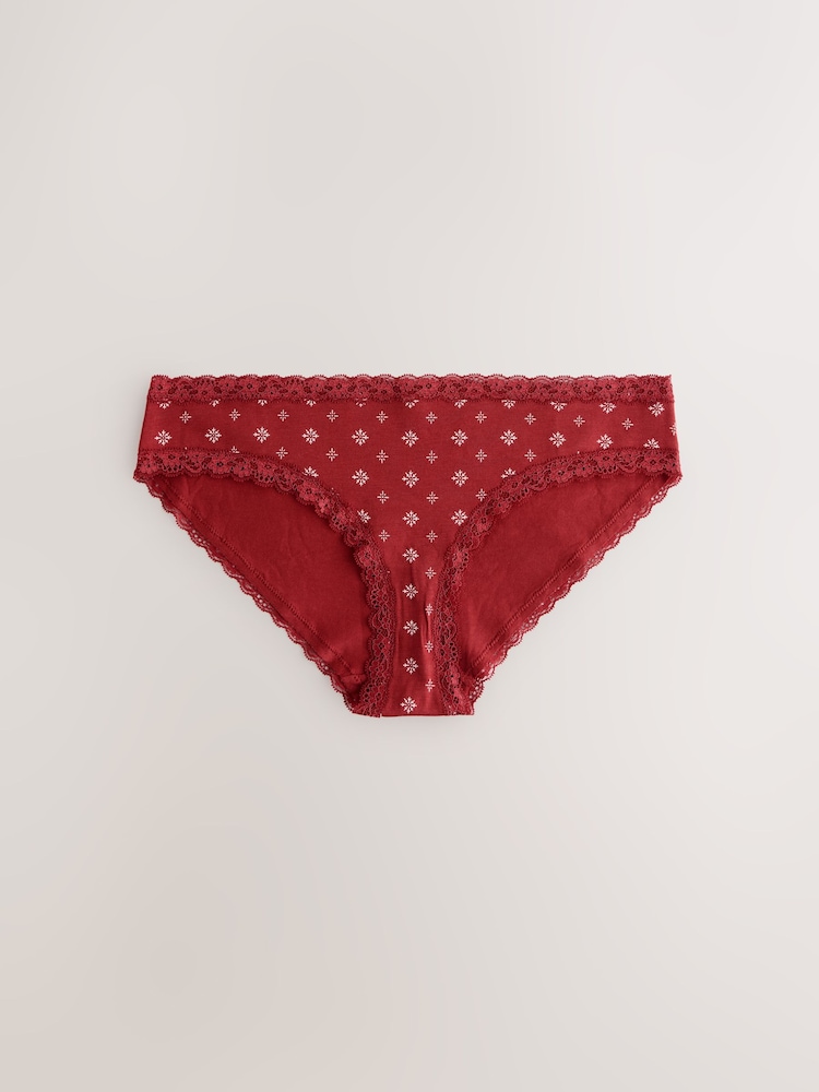 Red Heart/Green Check Bikini Lace Knickers 4 Pack - Image 2 of 7