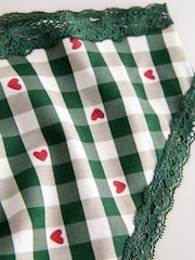 Red Heart/Green Check Bikini Lace Knickers 4 Pack - Image 7 of 7
