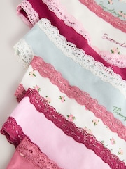 Pink Ditsy Floral Thong Cotton and Lace Knickers 7 Pack - Image 10 of 11