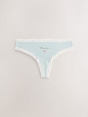 Pink Ditsy Floral Thong Cotton and Lace Knickers 7 Pack - Image 6 of 11