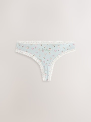 Pink Ditsy Floral Thong Cotton and Lace Knickers 7 Pack - Image 8 of 11