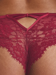 Burgundy Red Lace Bow Back Knickers - Image 4 of 7