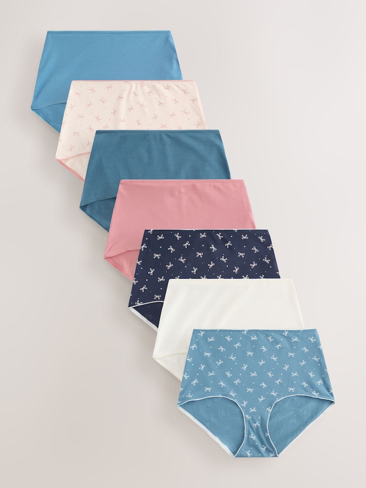 Grey/Cream/Red Hearts Full Brief Cotton Rich Knickers 7 Pack - Image 1 of 11 Grey/Cream/Red Hearts Full Brief Cotton Rich Knickers 7 Pack - Image 1 of 11