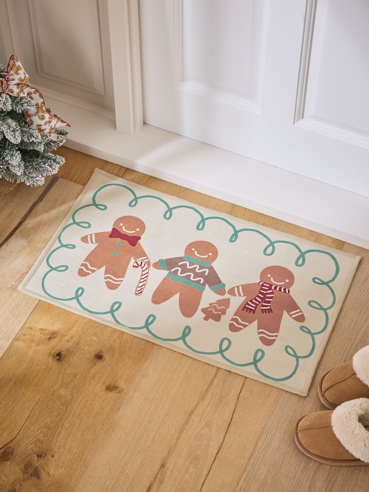 Natural Washable Christmas Gingerbread Doormats - Image 1 of 6 Natural Washable Christmas Gingerbread Doormats - Image 1 of 6