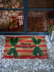 Red Christmas Cracker Slogan Coir Doormat - Image 1 of 7